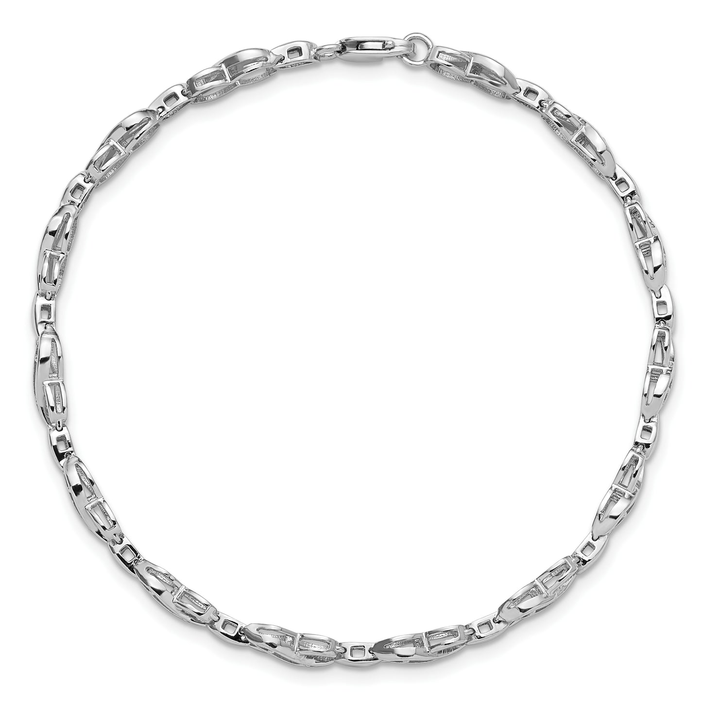 Sterling Silver Rhodium-plated Diam. Infinity Symbol Bracelet