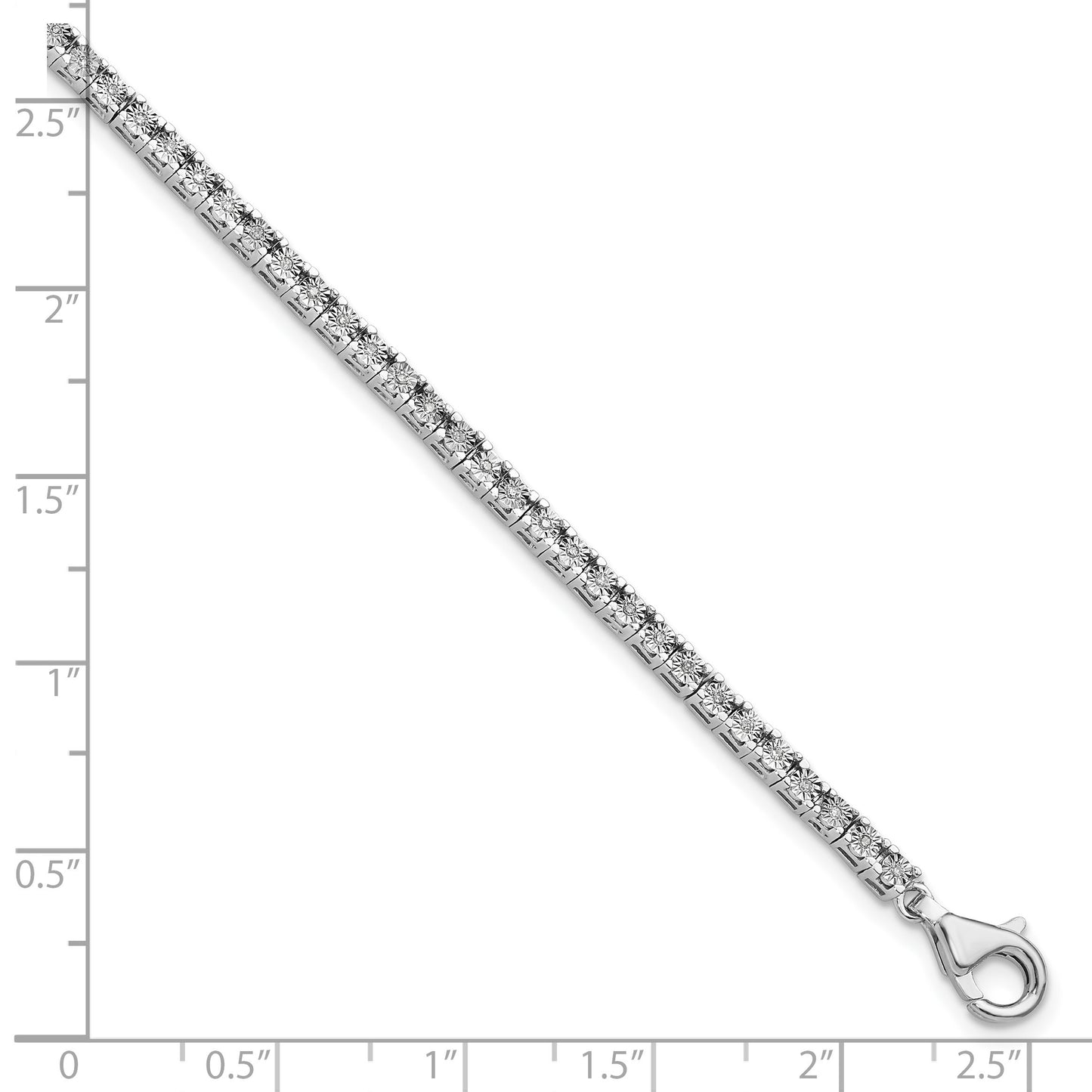 Sterling Silver Rhodium-plated Diam. Tennis Bracelet