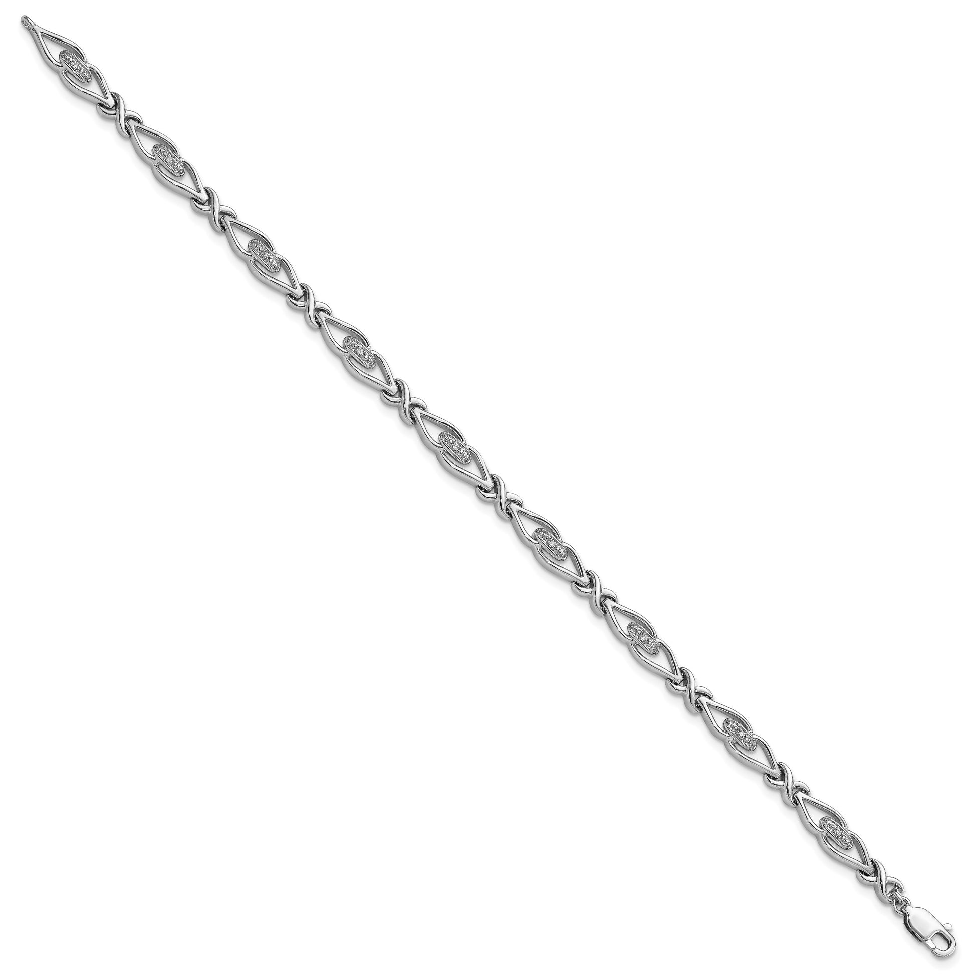 Sterling Silver Rhodium-plated Diam. Bracelet