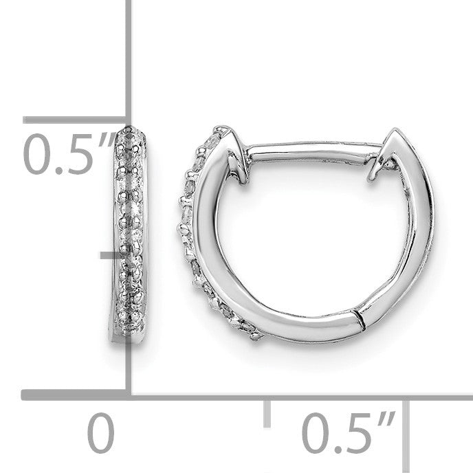 Sterling Silver Rhodium Diam. Huggie Earrings