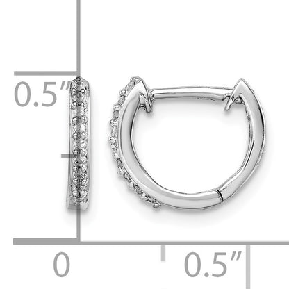 Sterling Silver Rhodium Diam. Huggie Earrings