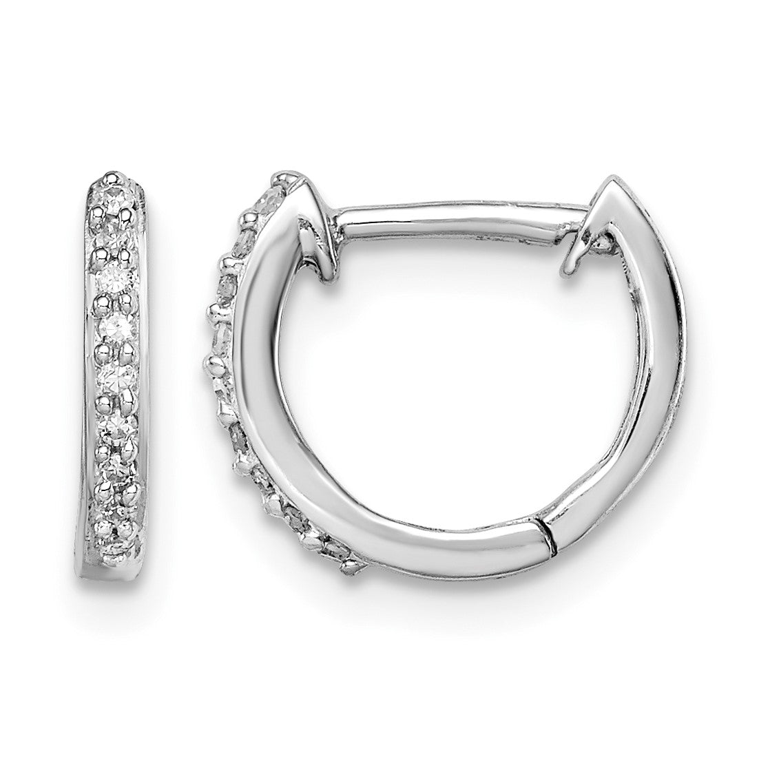 Sterling Silver Rhodium Diam. Huggie Earrings