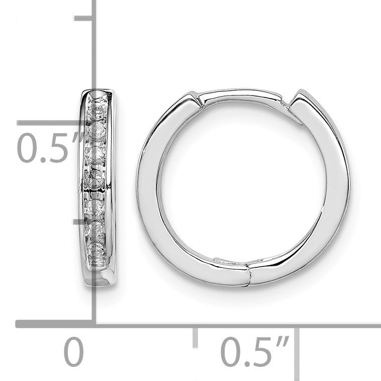 Sterling Silver Rhodium Diam. Huggie Earrings