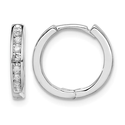 Sterling Silver Rhodium Diam. Huggie Earrings