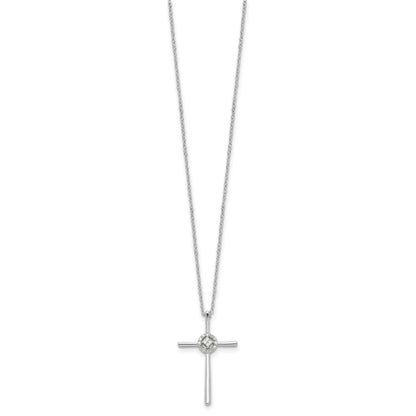 Sterling Silver Diamond Rhodium-plated Eternal Life Cross Necklace