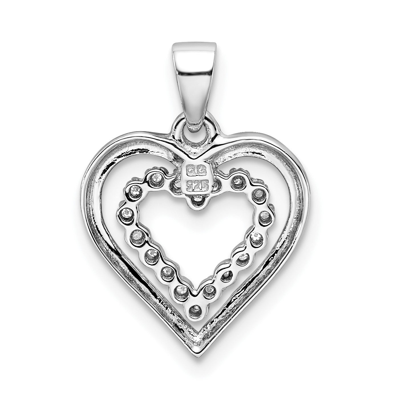 Sterling Silver Rhodium-Plated Diamond Heart Pendant