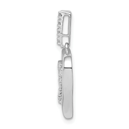 Sterling Silver Rhodium Diam. Heart Pendant
