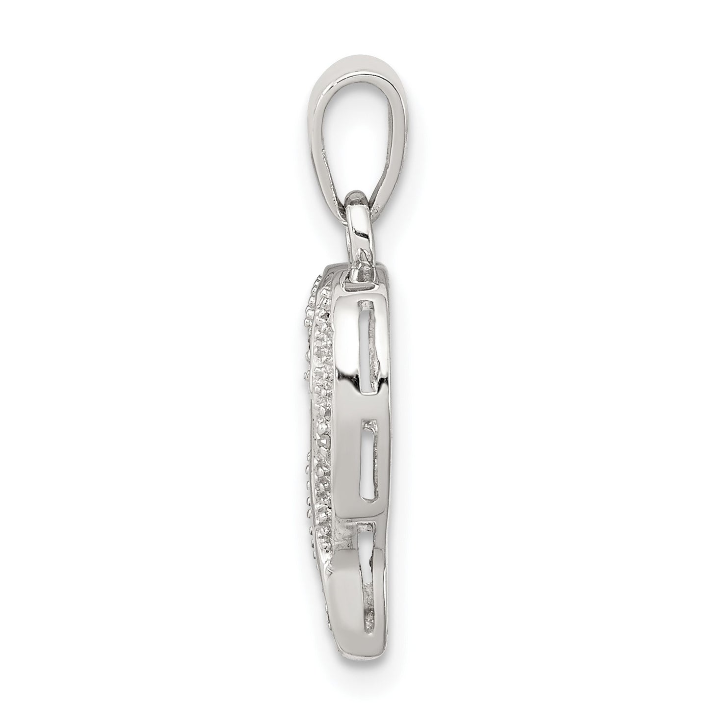 Sterling Silver Rhodium Diamond Heart Pendant