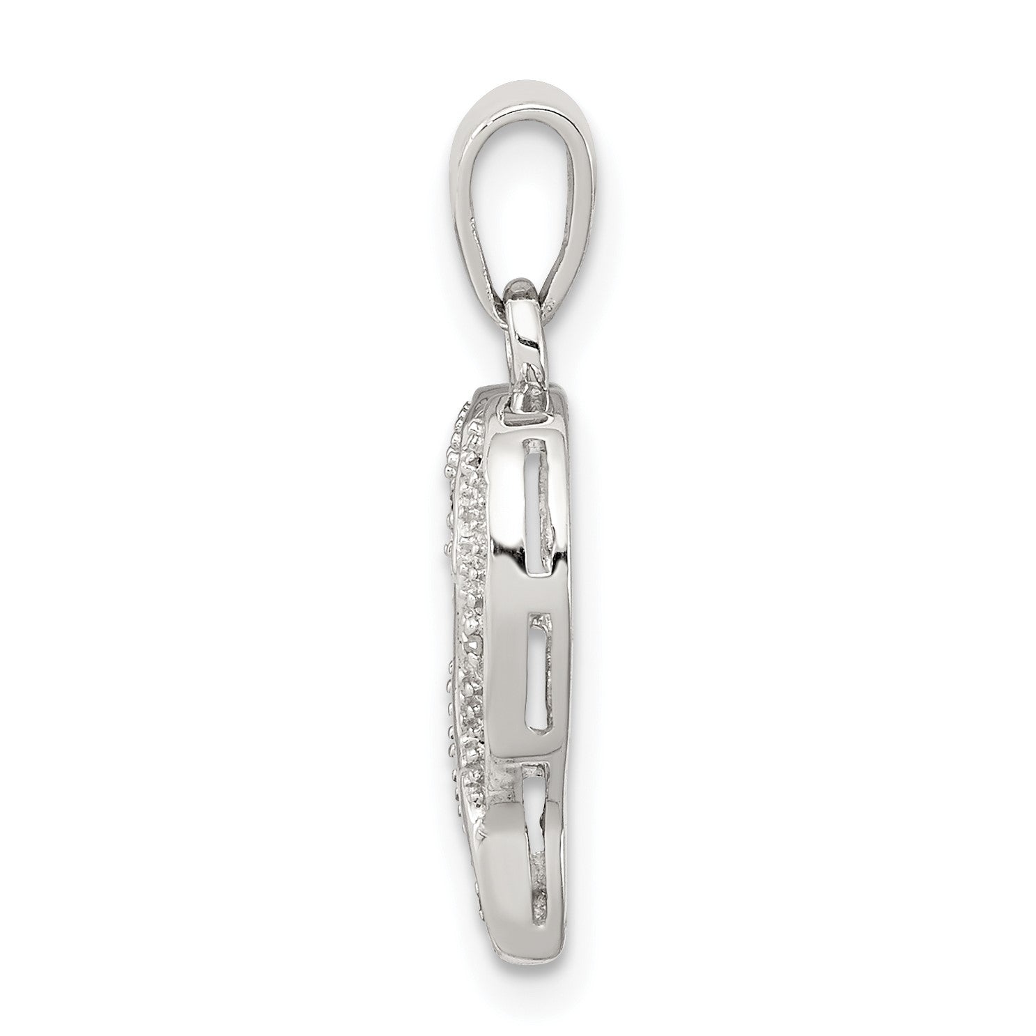 Sterling Silver Rhodium Diamond Heart Pendant