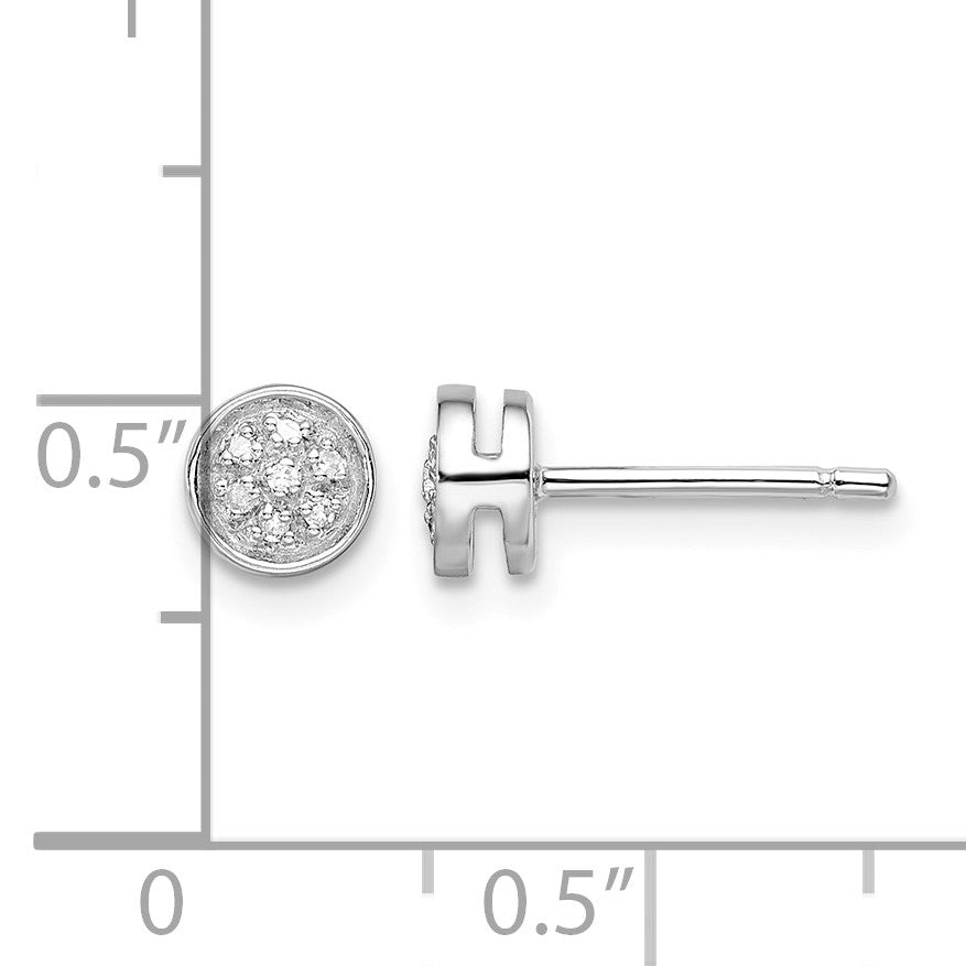 White Night Sterling Silver Rhodium-plated Diamond Circle Post Earrings