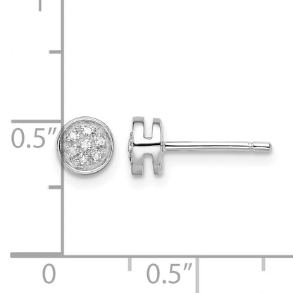 White Night Sterling Silver Rhodium-plated Diamond Circle Post Earrings