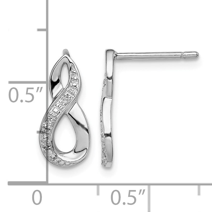 Sterling Silver Rhodium Diamond Post Earrings