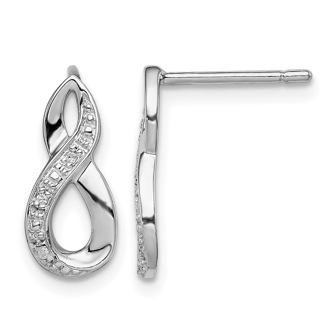 Sterling Silver Rhodium Diamond Post Earrings