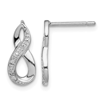 Sterling Silver Rhodium Diamond Post Earrings