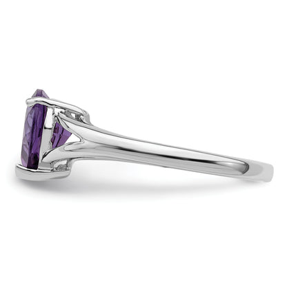 Sterling Silver Rhodium Amethyst Ring