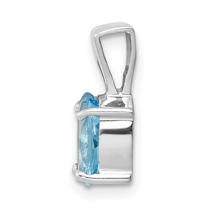 Sterling Silver Rhodium Light Swiss Blue Topaz Pendant