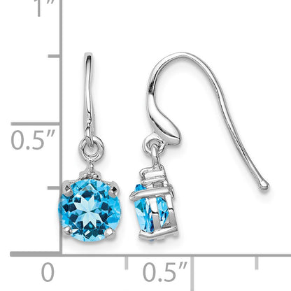 Sterling Silver Rhodium-plated Blue Topaz and Diamond Wire Earrings