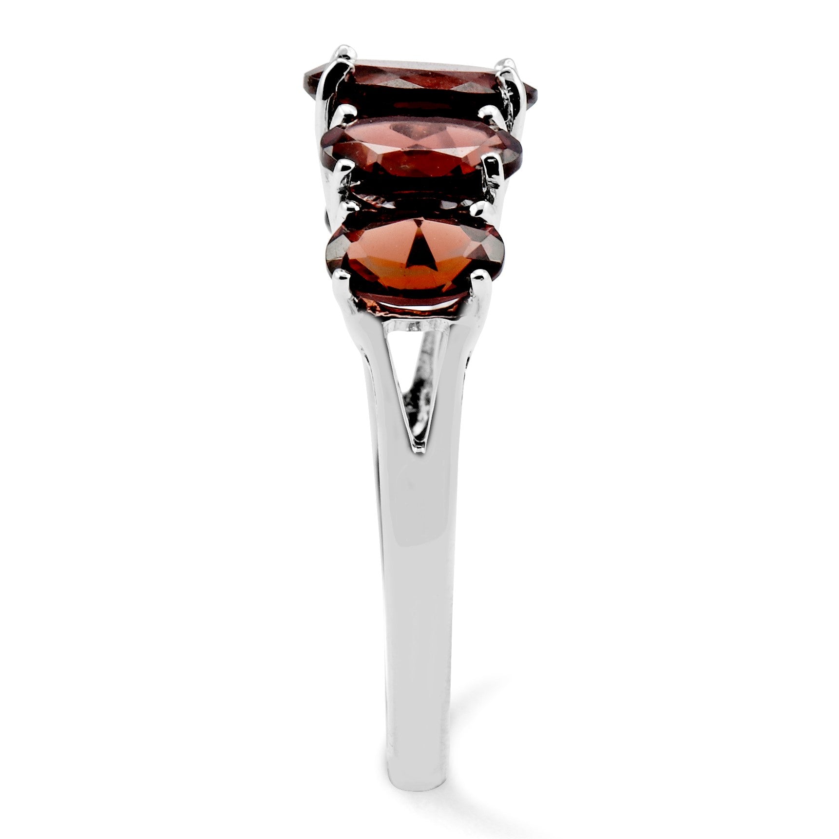 Sterling Silver Rhodium Garnet Ring