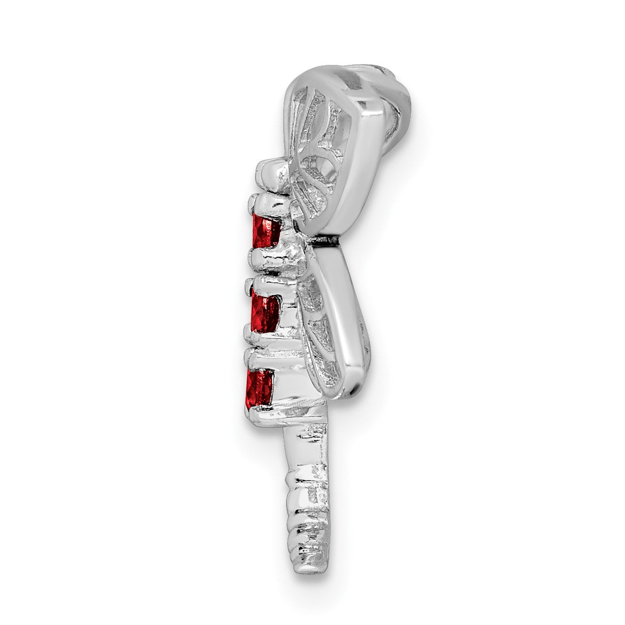 Sterling Silver Rhodium Garnet Dragonfly Chain Slide