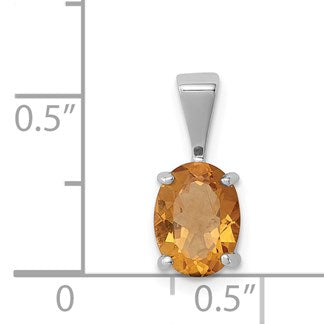 Sterling Silver Rhodium Citrine Pendant
