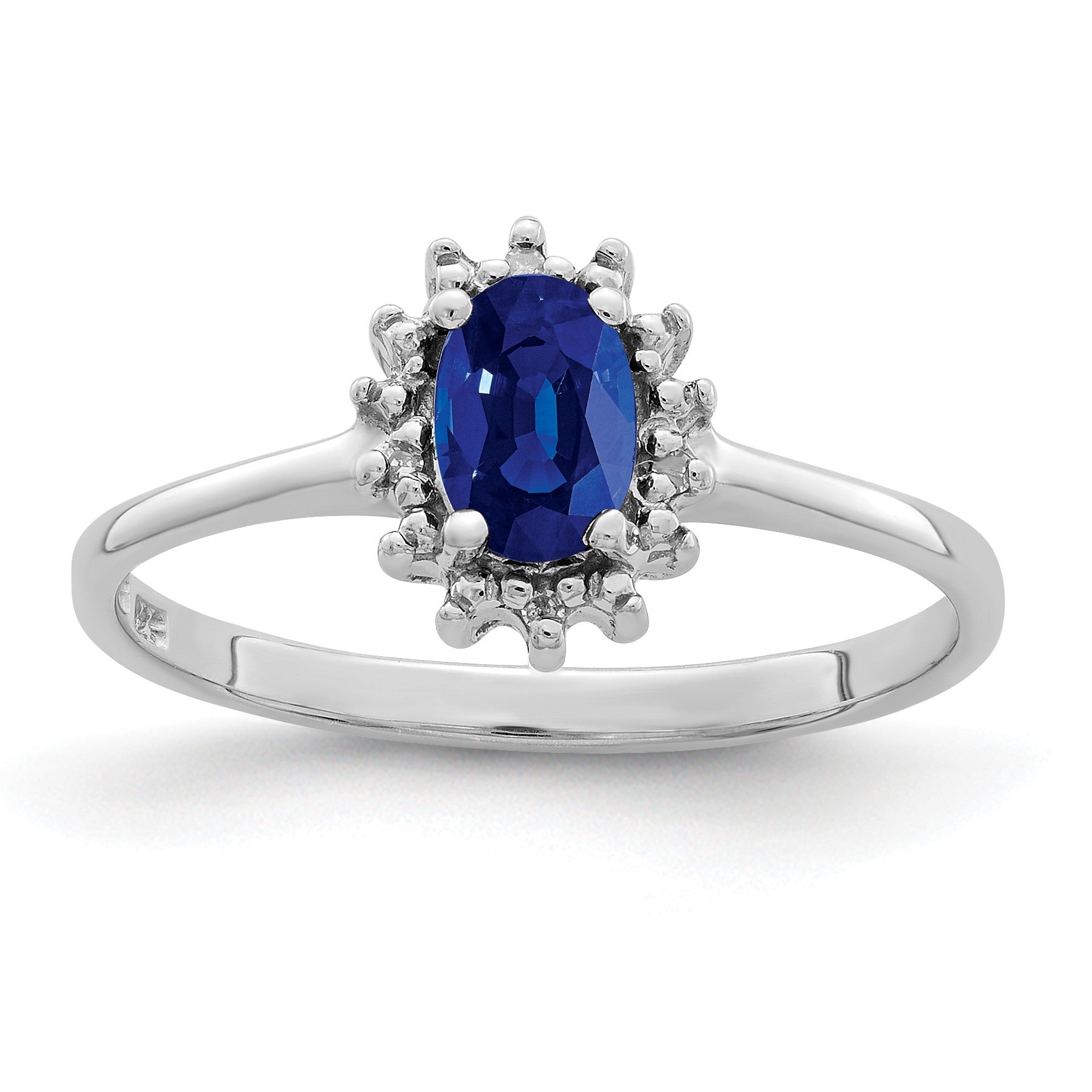 Sterling Silver Rhodium-plated Sapphire Diamond Ring