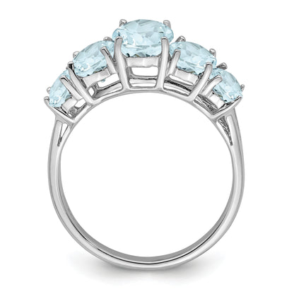 Sterling Silver Rhodium Aqua Ring