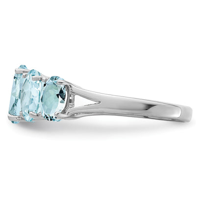 Sterling Silver Rhodium Aqua Ring