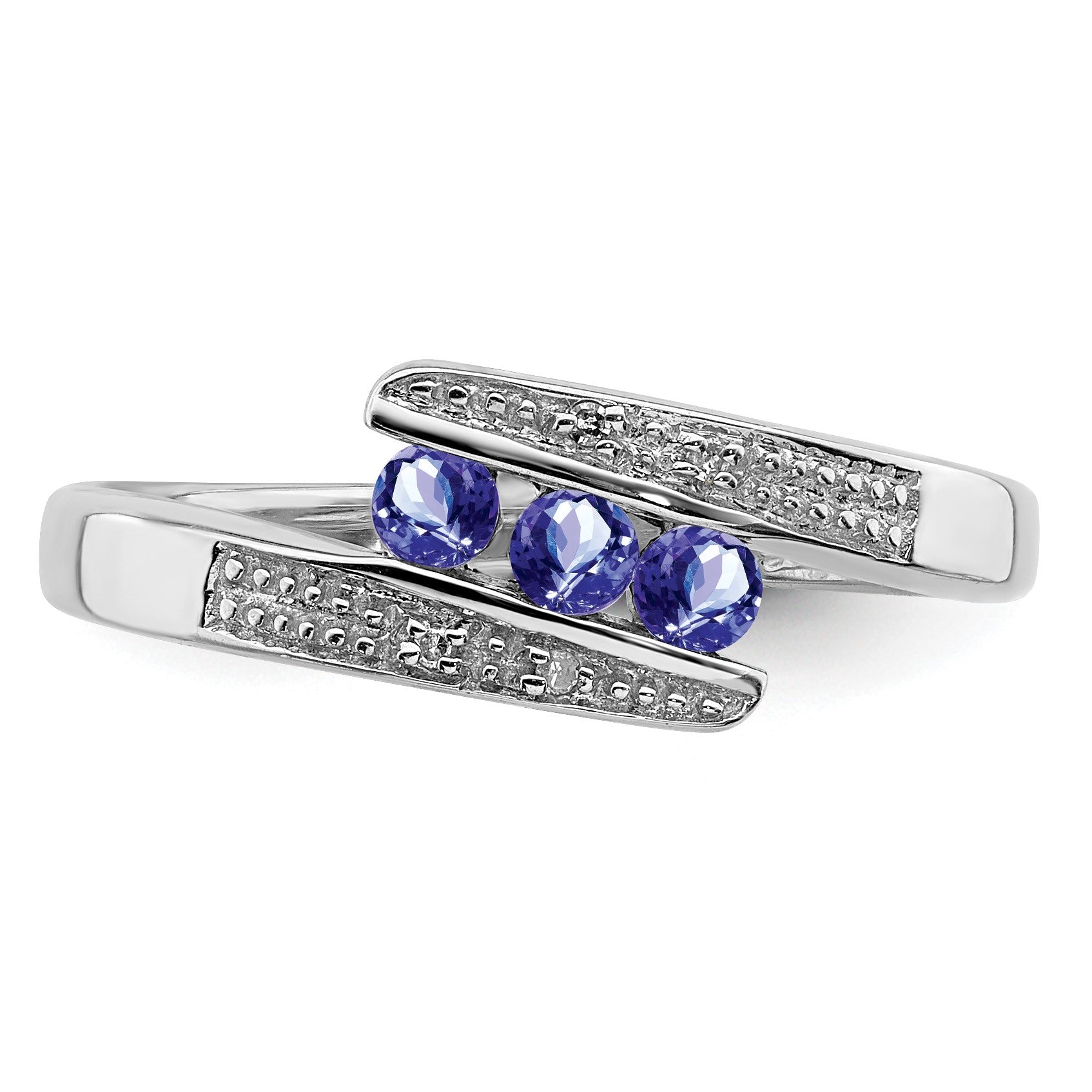 Sterling Silver Rhodium Tanzanite & Diam. Ring