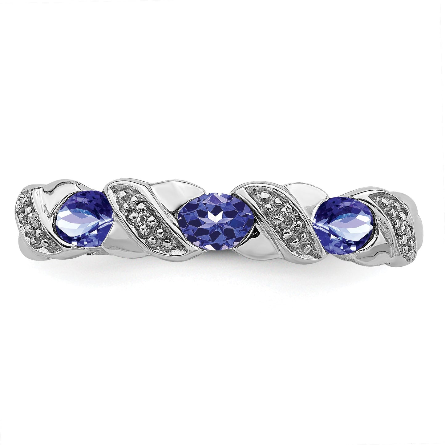 Sterling Silver Rhodium Tanzanite & Diam. Ring