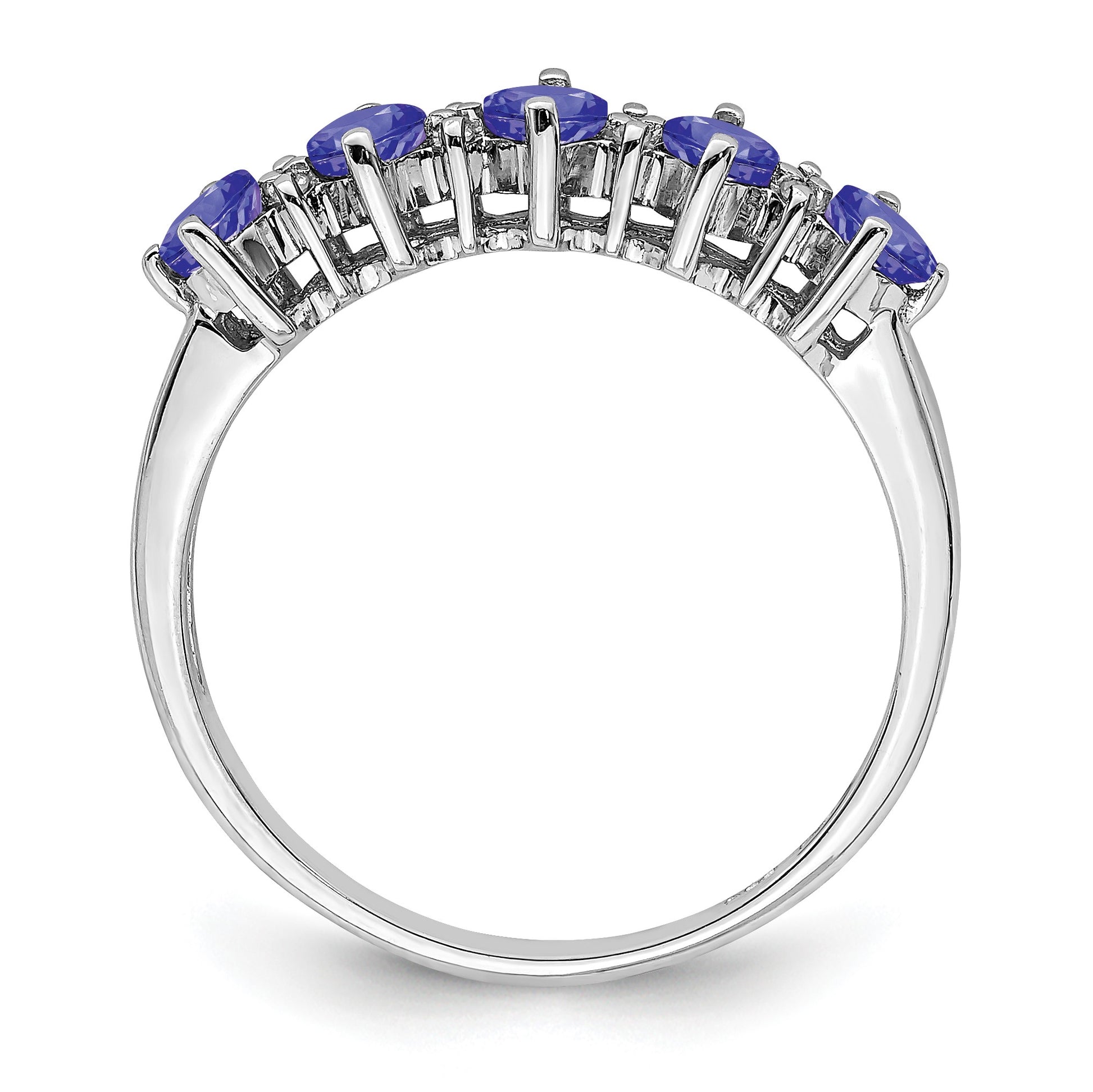 Sterling Silver Rhodium Tanzanite & Diam. Ring