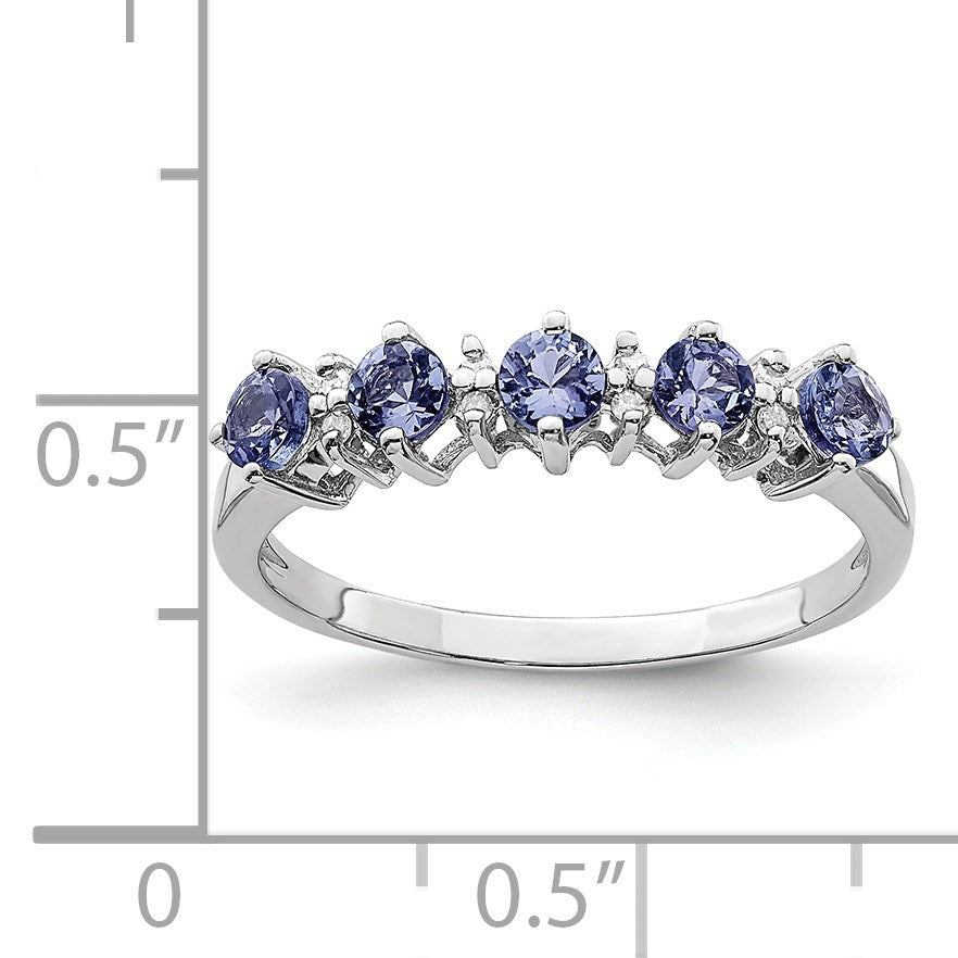 Sterling Silver Rhodium Tanzanite & Diam. Ring