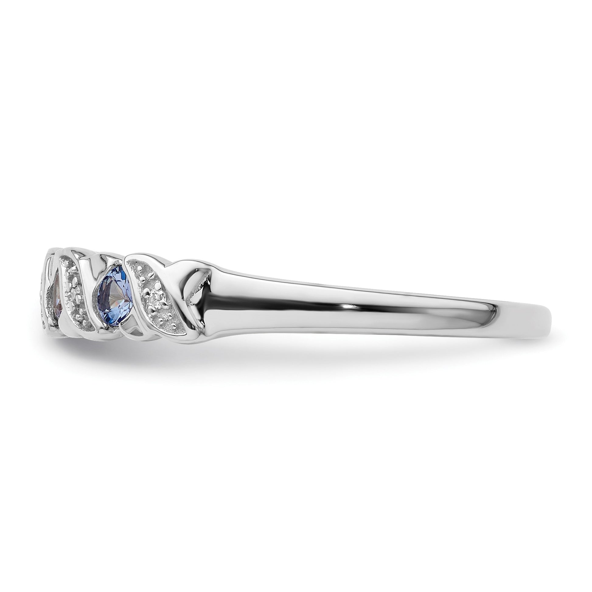 Sterling Silver Rhodium Tanzanite & Diam. Ring