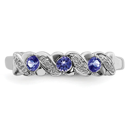 Sterling Silver Rhodium Tanzanite & Diam. Ring
