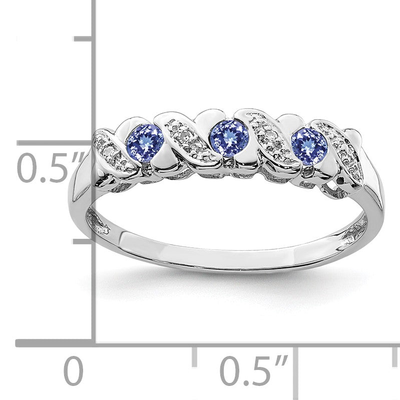 Sterling Silver Rhodium Tanzanite & Diam. Ring