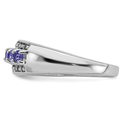 Sterling Silver Rhodium Tanzanite & Diam. Ring