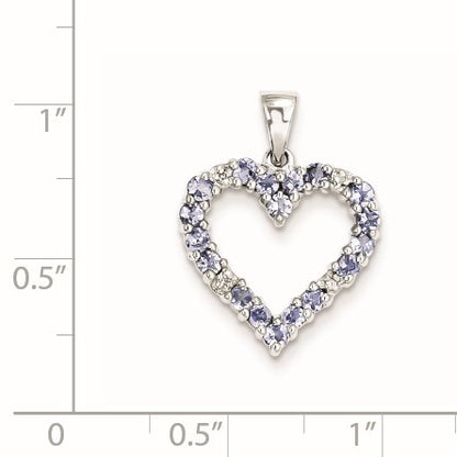 Sterling Silver Rhodium-plated Tanzanite & Diamond Pendant