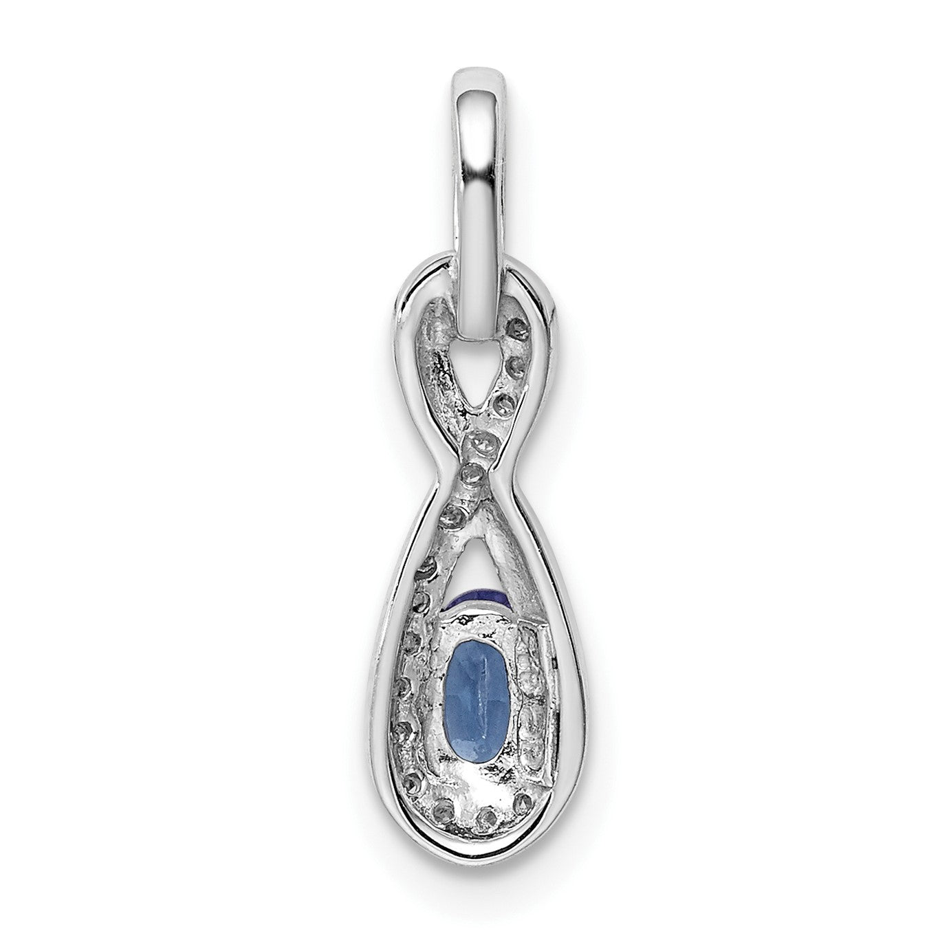 Sterling Silver Rhodium-plated Tanzanite & Diamond Pendant