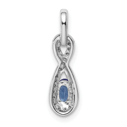 Sterling Silver Rhodium-plated Tanzanite & Diamond Pendant