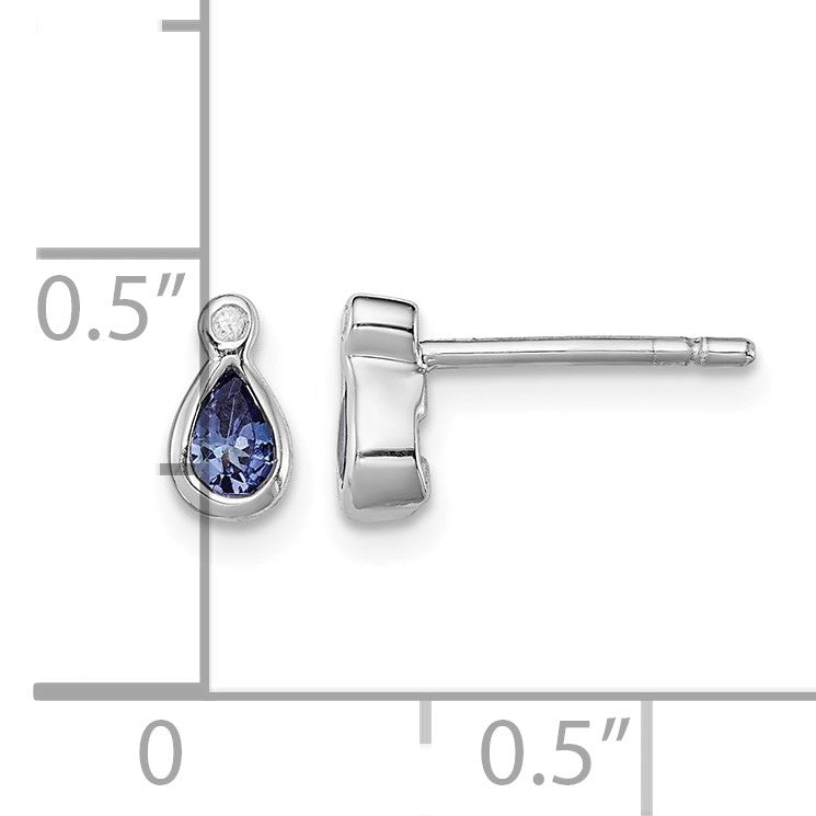 Sterling Silver Rhodium-plated Tanzanite & Diamond Earrings