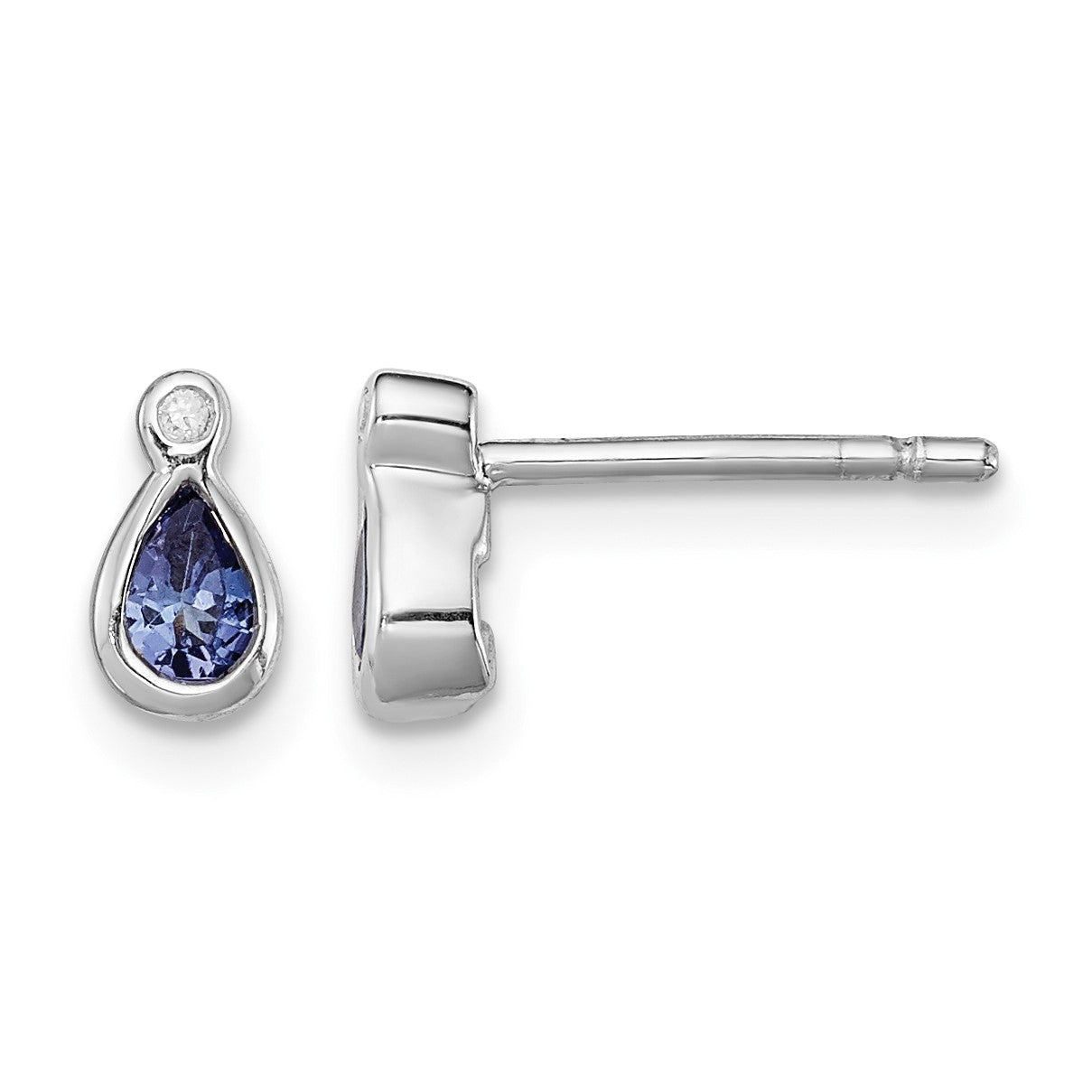 Sterling Silver Rhodium-plated Tanzanite & Diamond Earrings