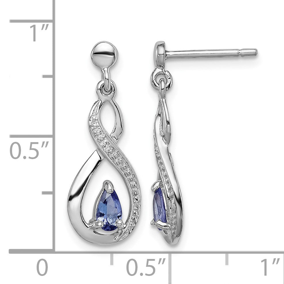 Sterling Silver Rhodium-plated Tanzanite & Diamond Earrings