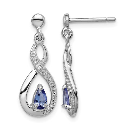 Sterling Silver Rhodium-plated Tanzanite & Diamond Earrings