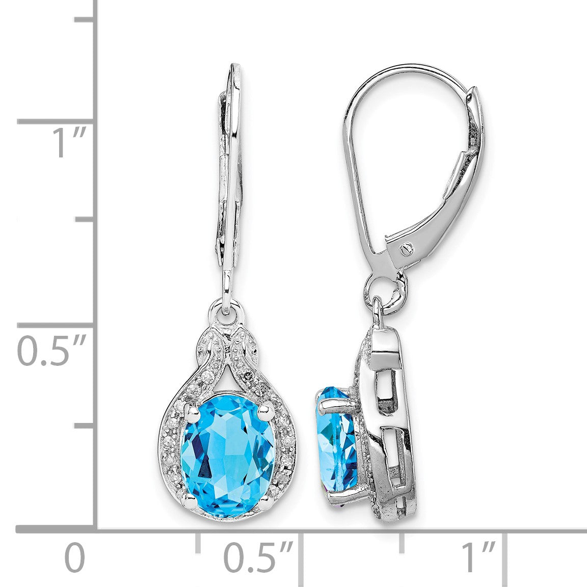 Sterling Silver Rhodium-plated Diamond and Blue Topaz Earrings