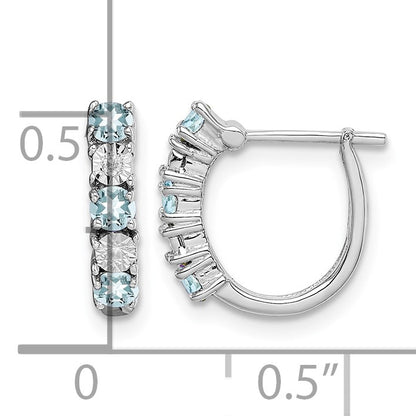 Sterling Silver Rhodium-plated Aquamarine & Diamond Earrings