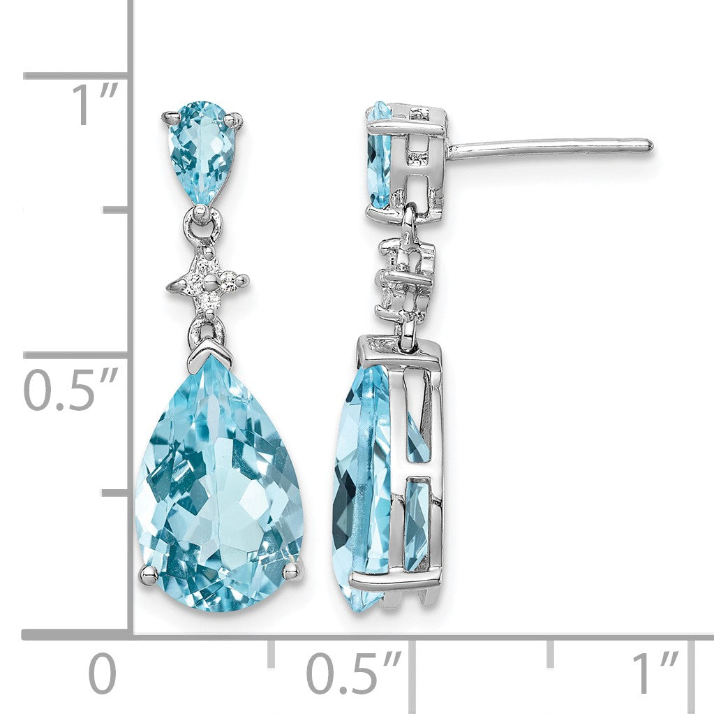 Sterling Silver Rhodium Plated Blue and White Topaz Earrings