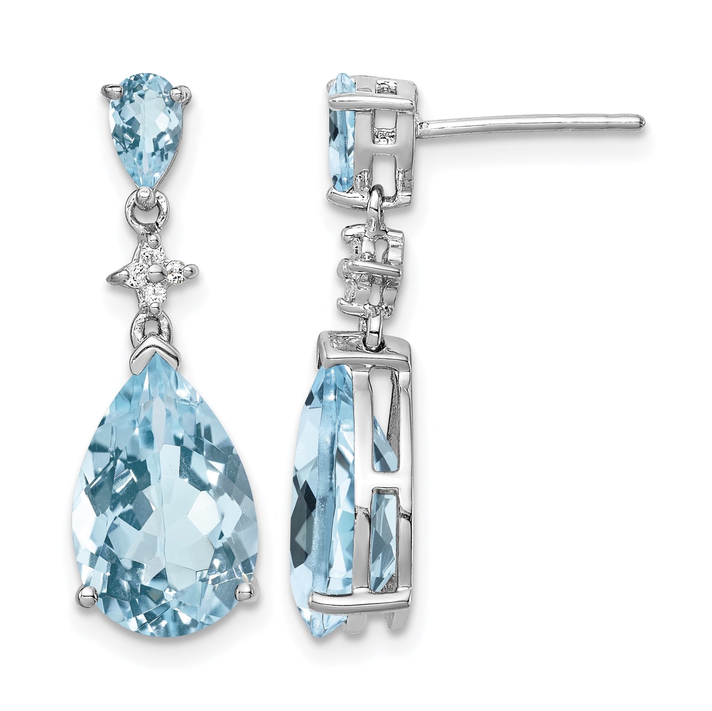 Sterling Silver Rhodium Plated Blue and White Topaz Earrings