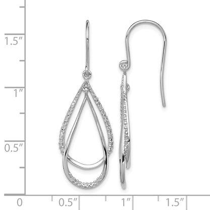 Sterling Silver Rhodium Plated Diamond Dangle Earrings