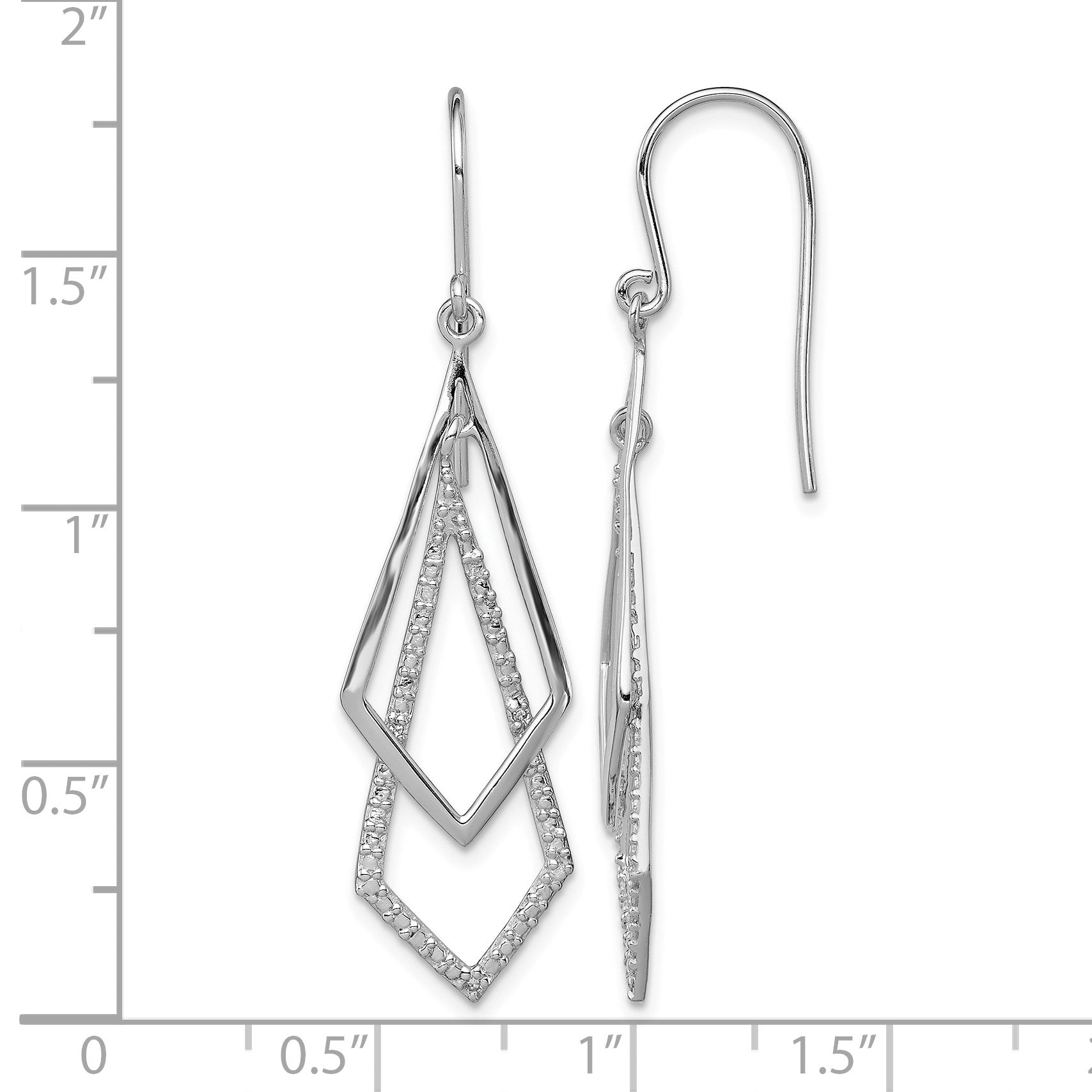 Sterling Silver Rhodium Plated Diamond Dangle Earrings