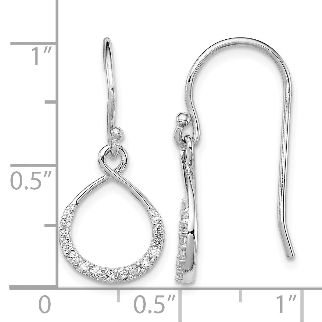 Sterling Silver Rhodium-plated with CZ Infinity Shepherd Hook Earrings