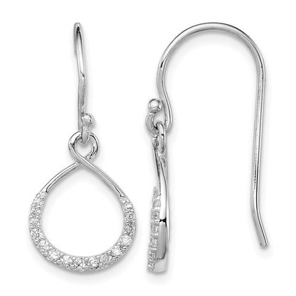 Sterling Silver Rhodium-plated with CZ Infinity Shepherd Hook Earrings